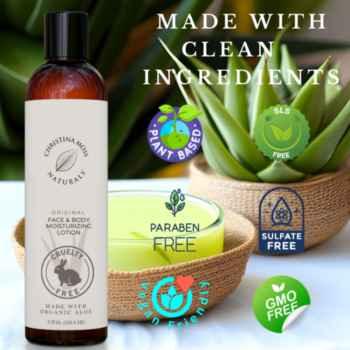 Face & Body Moisturizing Lotion - Unscented - Made With Organic Aloe Vera And Clean, Pure Ingredients. For All Skin Types. Made In The USA.