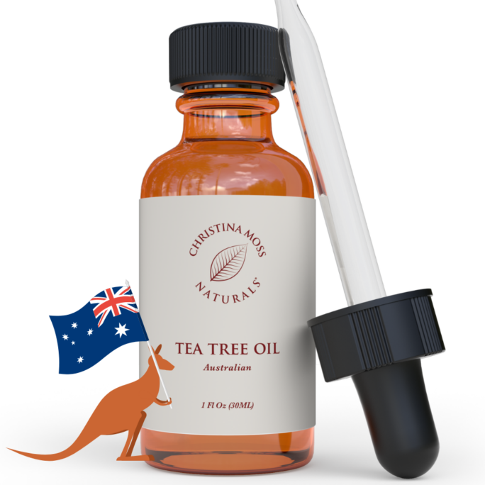 Tea Tree Oil Image with Australian Flag